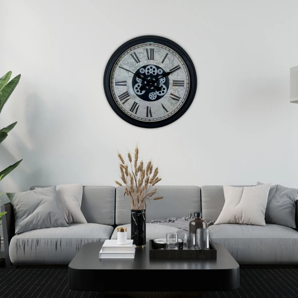 Black Atlas Series 60 Cm Çarklı Duvar Saati ürün görseli 1
