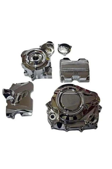 Hsgl Motorsiklet Kuba Karter Kapağı Sağ+Sol+Ön Dişli Nikel (5 Parça) Çıta ürün görseli 1