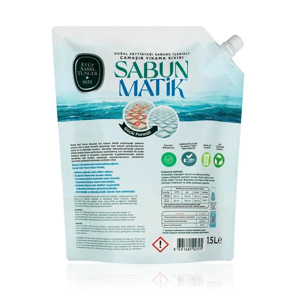 Doğal Zeytinyağlı Çamaşır Yıkama Sıvısı Beyazlar 1,5 lt ürün görseli 1