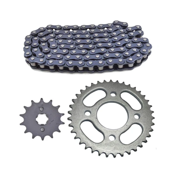 HSGL MOTORSİKLET CG125 ÖN ARKA DİŞLİ VE ZİNCİR SET KALİTELİ ürün görseli 1