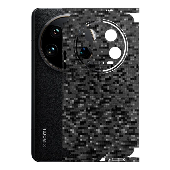 Xiaomi 14 Ultra ile Uyumlu 360 Arka Kaplama   Pixel Desenli Siyah ürün görseli 1