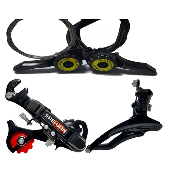 HSGL BİSİKLET TY 05 VİTES KOLU SİYAH ÖN ARKA ATTIRICI SET ürün görseli 1