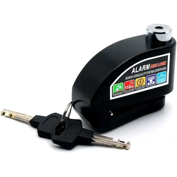 HSGL Motosiklet Alarmlı Disk Kilidi  Su Geçirmez, Çelik Gövdeli, 110 dB Sesli Güvenlik Kilidi (Anahtarlı) ürün görseli 1
