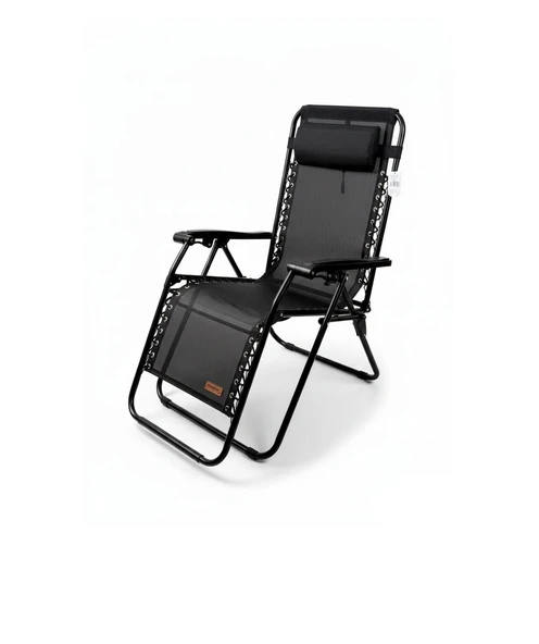 Madfox EasyRest Katlanır Şezlong Sandalye SİYAH ürün görseli 1