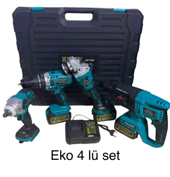 Hsgl HKT-900 4’lü Akülü Şarjlı Set Somun Sıkma, Spiral, Hilti ve Matkap (4 Adet Akülü El Aleti Seti) ürün görseli 1