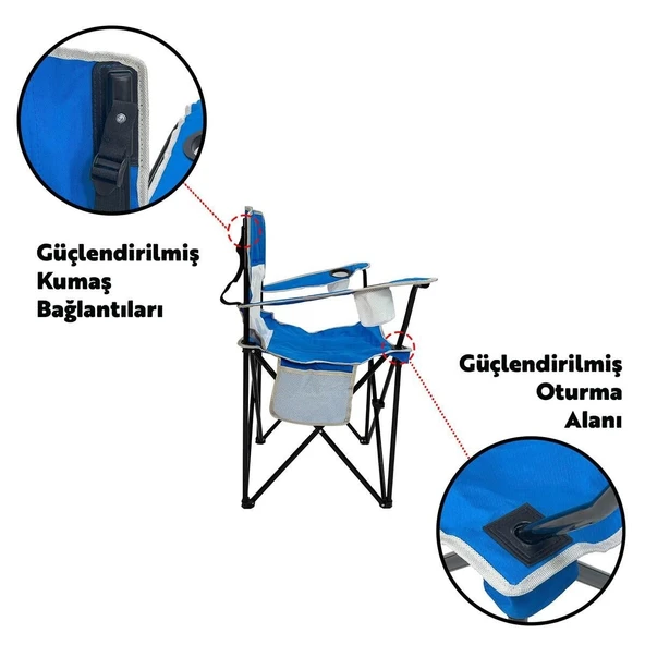 Madfox Harbor Katlanır Kamp Sandalyesi MAVİ - Resim 5