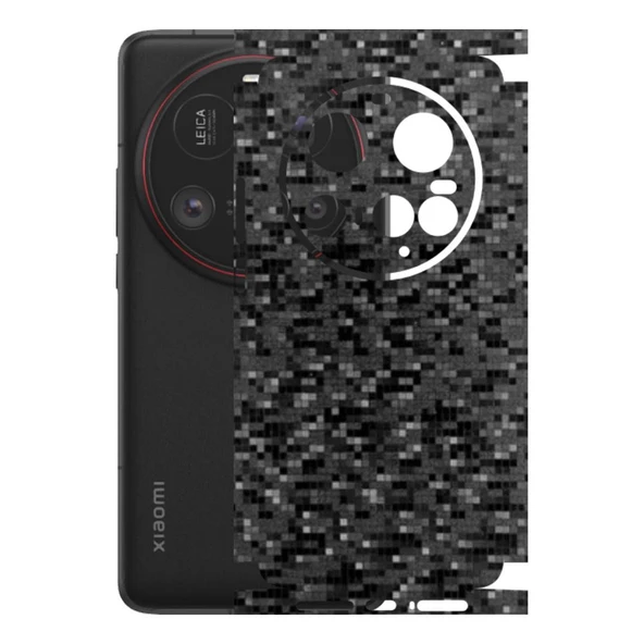 Xiaomi 15 Ultra ile Uyumlu 360 Arka Kaplama   Pixel Desenli Siyah ürün görseli 1