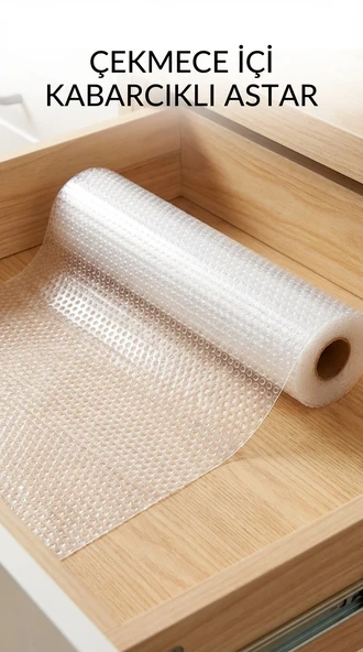 Şeffaf Kaydırmaz Dolap İçi Raflık Koruyucu Çekmece Örtüsü 45x300 cm PVC Eva ürün görseli 1