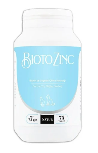 Bioto Zinc Kedi Köpek Tüy Dökülme Önleyici Vitamin 75 Tablet Büyük Boy ürün görseli 1