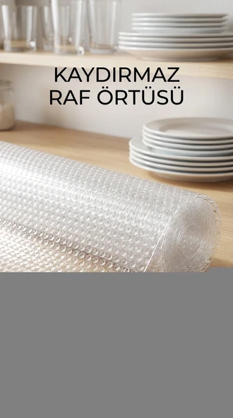 Kaydırmaz Şeffaf Pvc Raflık Çekmece Örtüsü 45x300 cm Dolap İçi Koruyucu ürün görseli 1