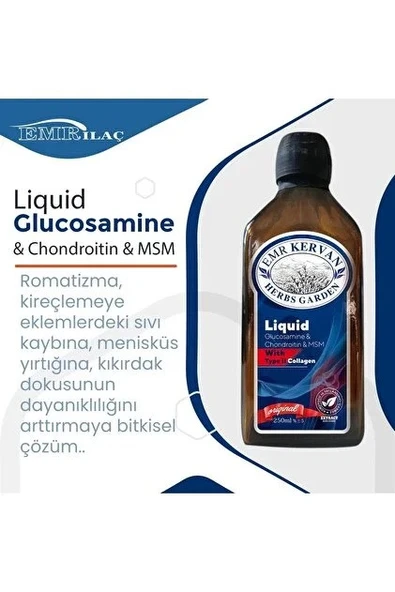 EMR KERVAN HERBS GARDEN 250ML LİQUİD GLUCOSAMİNE& CHONDROİTİN&MSM WİTH TYPE II COLLAGEN ürün görseli 1