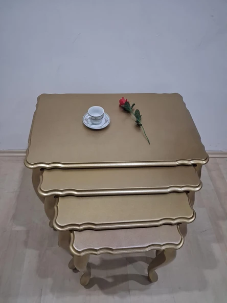 Zigon ST 90640 Klasik Model Sehpa Parlak Gold Renk Kayın Aslan  Ayak El Yapım ürün görseli 1