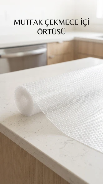 Şeffaf Pvc Raf Kaydırmaz Dolap İçi Çekmece Örtüsü 45x300 cm Koruyucu ürün görseli 1