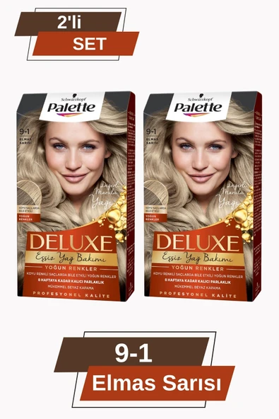 Palette Deluxe Yoğun Renkler 9-1 Elmas Sarısı X 2 Adet Saç Boyası ürün görseli 1