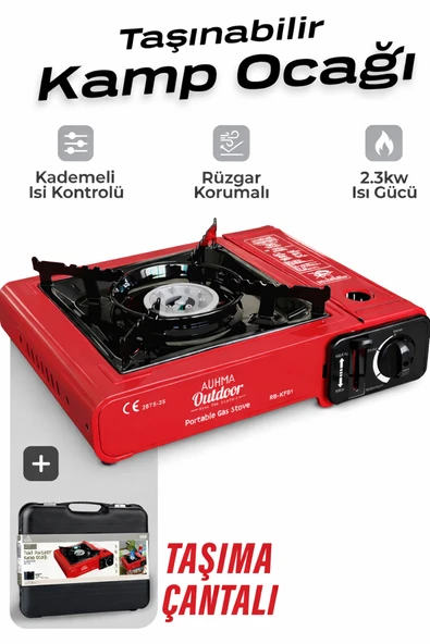 Kamp Ocağı 2.3kw Tekli Portatif Taşınabilir Tekli Gazlı Ocak Rüzgar Korumalı Piknik Kamp Bahçe ürün görseli 1