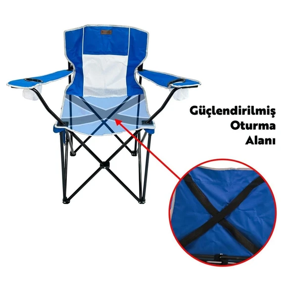 Madfox Harbor Katlanır Kamp Sandalyesi MAVİ - Resim 4