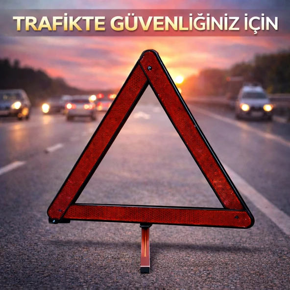 Mega Oto Market Metal Ayaklı Üçgen Reflektör- Plastik Kutulu Katlanabilir ürün görseli 1