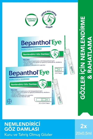 Bepanthol Eye Nemlendirici Göz Damlası 0.5ml x 20 Flakon x 2 Adet ürün görseli 1