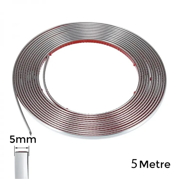 Yapışkanlı Nikelaj Şerit Bant Çıta 5mm 5 Metre Krom ürün görseli 1