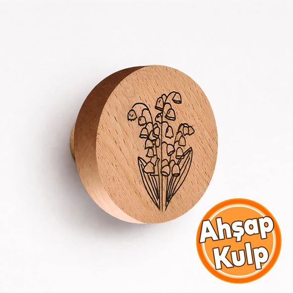 Düğme Ahşap Kulp Lale Desenli Çocuk Odası Çekmece Mutfak Mobilya Dolabı Dolap Kulpu Kulbu Kulpları ürün görseli 1