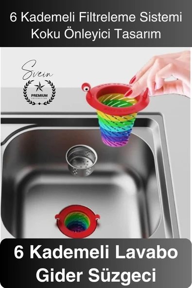#Süzgeç 6 Kademeli Lavabo Gider Süzgeci Tıkanıklık Önleyici Filtre Mutfak ve Banyo İçin Hijyenik ürün görseli 1