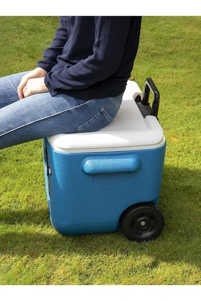 Coleman Poly-lite Wheeled Mesh 50 Qt Tekerlekli Soğutucu Buzluk 47.3 Lt Mavi/beyaz ürün görseli 1