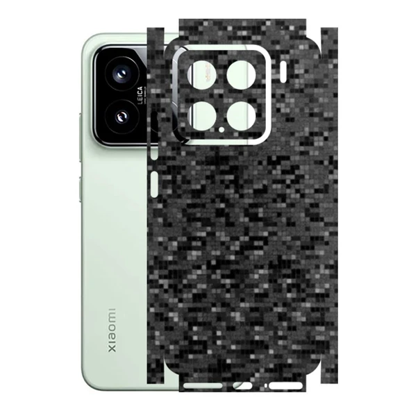 Xiaomi 15 ile Uyumlu 360 Arka Kaplama   Pixel Desenli Siyah ürün görseli 1