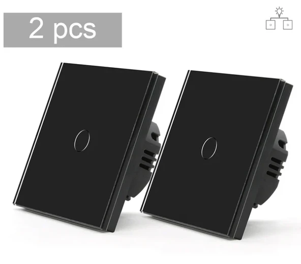 Dokunmatik Anahtarlar 2 Yönlü Kontrol Duvar Anahtarı (Nötr Hat Gerektirmeyen) 2'li Paket Cam Panel ürün görseli 1