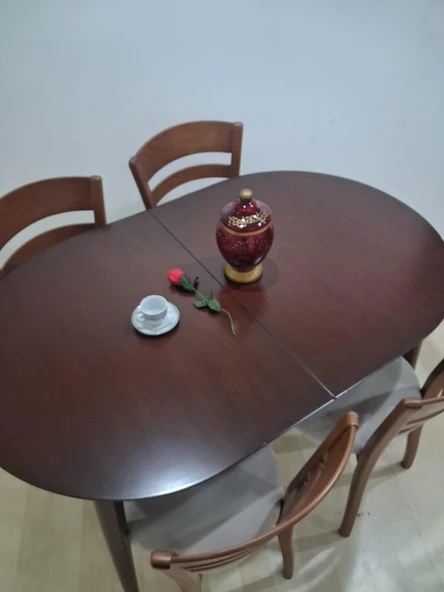 Masa Sandalye 90644 Retro Ayak Model Kayın Retro Açılır Parlak Koyu Ceviz Tabla ürün görseli 1