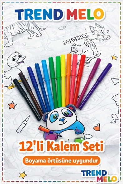 Trend Melo 12’li Keçeli Kalem Seti – Çocuklar İçin Canlı Renkler Boyama Kalemi ürün görseli 1