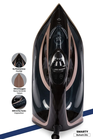 GoldMaster Smarty 2400 Watt Seramik Tabanlı 170 gr Etkili Şok Buharlı Ütü (Teşhir) ürün görseli 1
