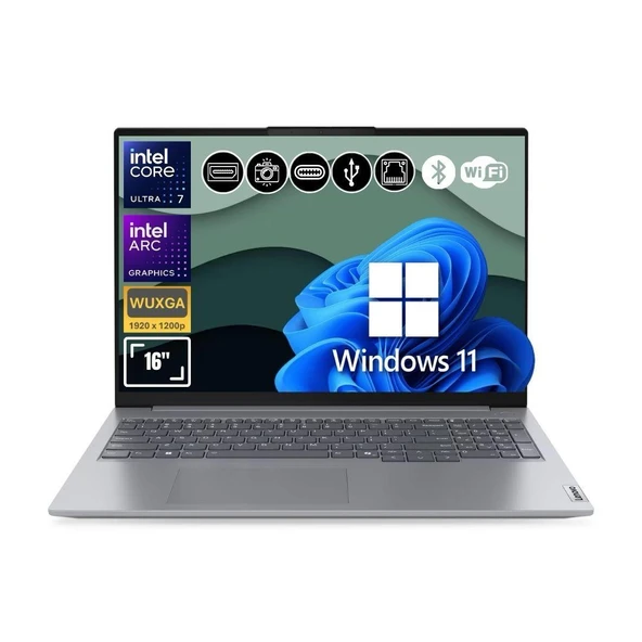 Lenovo Thinkbook 21MS008RTR Atl38 Ultra7-155H 48GB Ram 512GB SSD Arc Graphics 16" WUXGA W11Pro Notebook ürün görseli 1