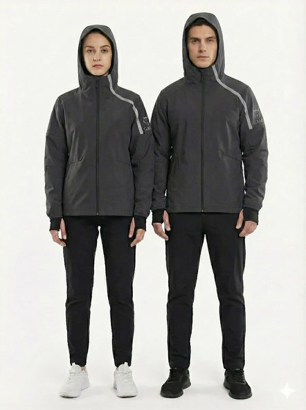 Gamp Unisex Kapüşonlu Parmak Geçmeli Softshell Mont - Resim 11