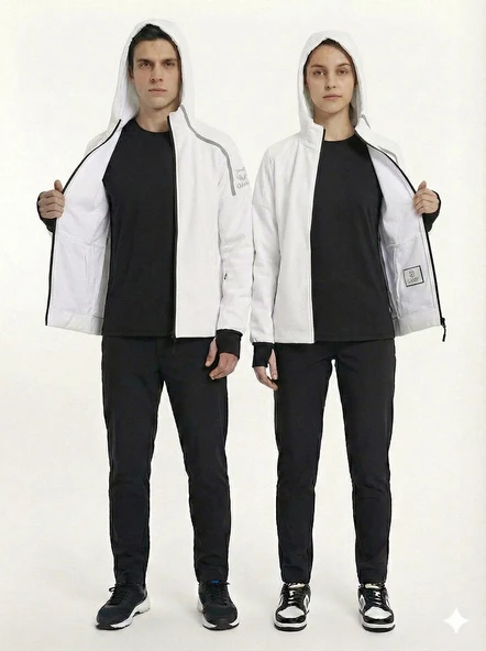 Gamp Unisex Kapüşonlu Parmak Geçmeli Softshell Mont - Resim 7