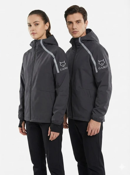 Gamp Unisex Kapüşonlu Parmak Geçmeli Softshell Mont - Resim 5