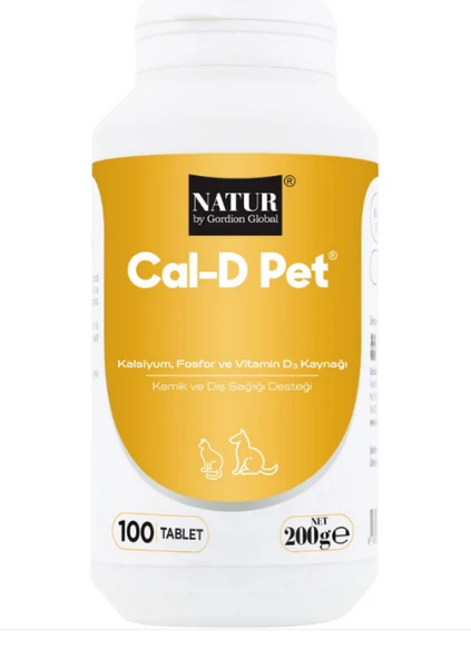 Natur Cal-D Kedi Köpek Kalsiyum Hapı 100 Tablet (Kırık Kaynatıcı ve Kemik Güçlendirici) ürün görseli 1
