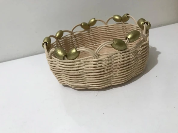 boncuklu rattan küçük sepet ürün görseli 1