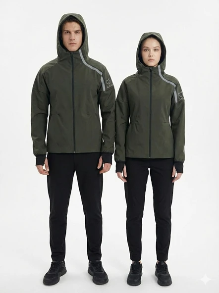 Gamp Unisex Kapüşonlu Parmak Geçmeli Softshell Mont - Resim 12
