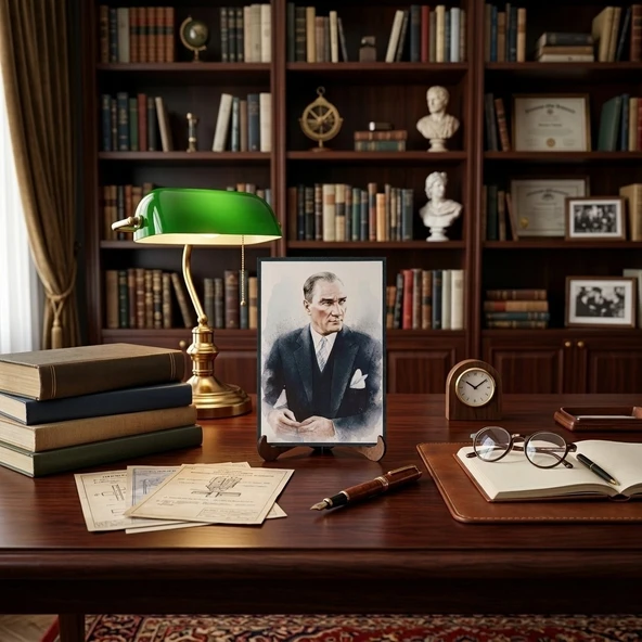Atatürk Masaüstü Ahşap Tablo - Kabartmalı Baskı Şık Hediyelik 11x16 cm No 1 ürün görseli 1