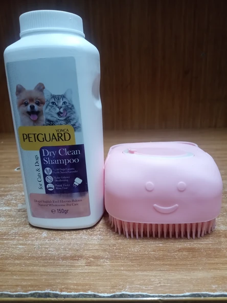 Petguard Lavanta Özlü Kedi Köpek Kuru Toz Şampuan 150 GR+Su Hazneli Yıkama Kesesi ürün görseli 1