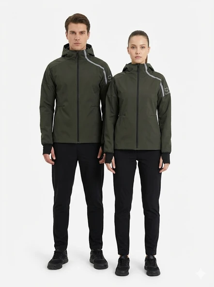 Gamp Unisex Kapüşonlu Parmak Geçmeli Softshell Mont - Resim 3