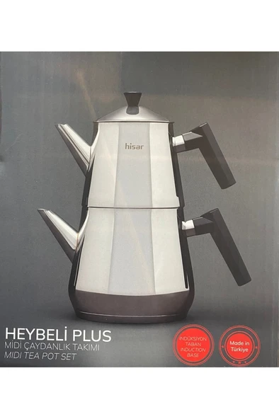 Hisar Heybeli Plus Midi Çelik Çaydanlık Siyah - Resim 3