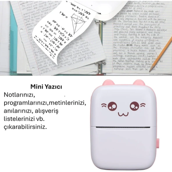 Sevimli Mini Taşınabilir Yazıcı Printer - Resim 4