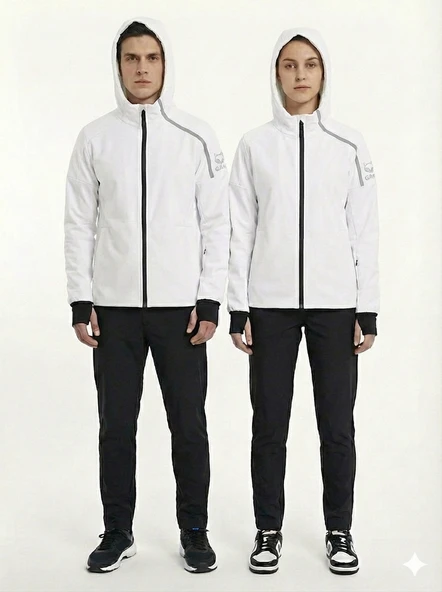 Gamp Unisex Kapüşonlu Parmak Geçmeli Softshell Mont - Resim 10