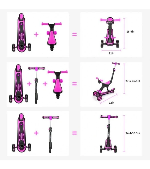 3+ Yaş Scooter 3 in 1 Yönlendirmeli - Resim 6