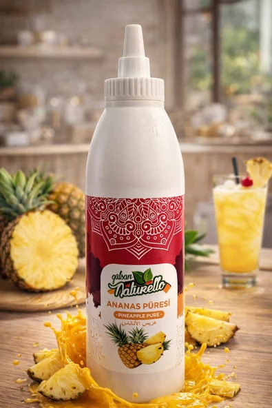 Naturello Ananas Püresi 1000 ml – Waffle, Pancake, Cheesecake, Dondurma ve İçecek Sosu ürün görseli 1