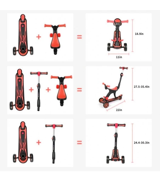 3+ Yaş Scooter 3 in 1 Yönlendirmeli - Resim 4