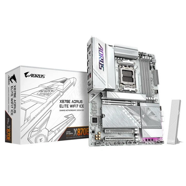 GIGABYTE X870E AORUS ELITE WIFI7 ICE DDR5 M.2 HDMI DP ATX AM5 ürün görseli 1