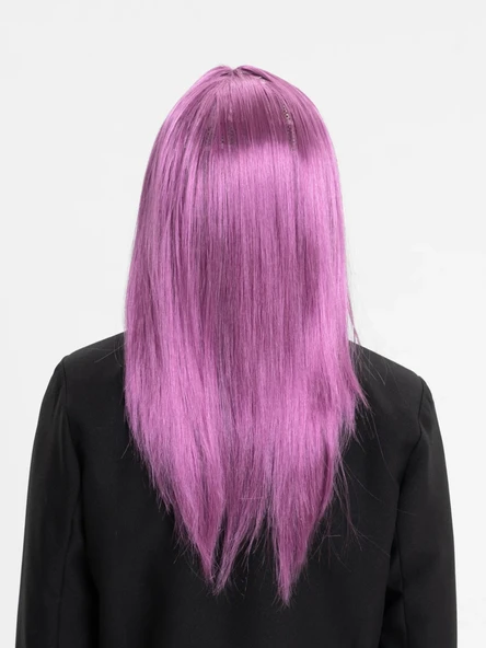 Rose Pembe Düz Kesim Peruk - Resim 2