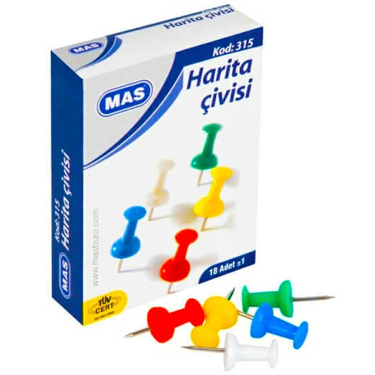 Mas Harita Çivisi Renkli Karton Kutu 315 10 Adet ürün görseli 1